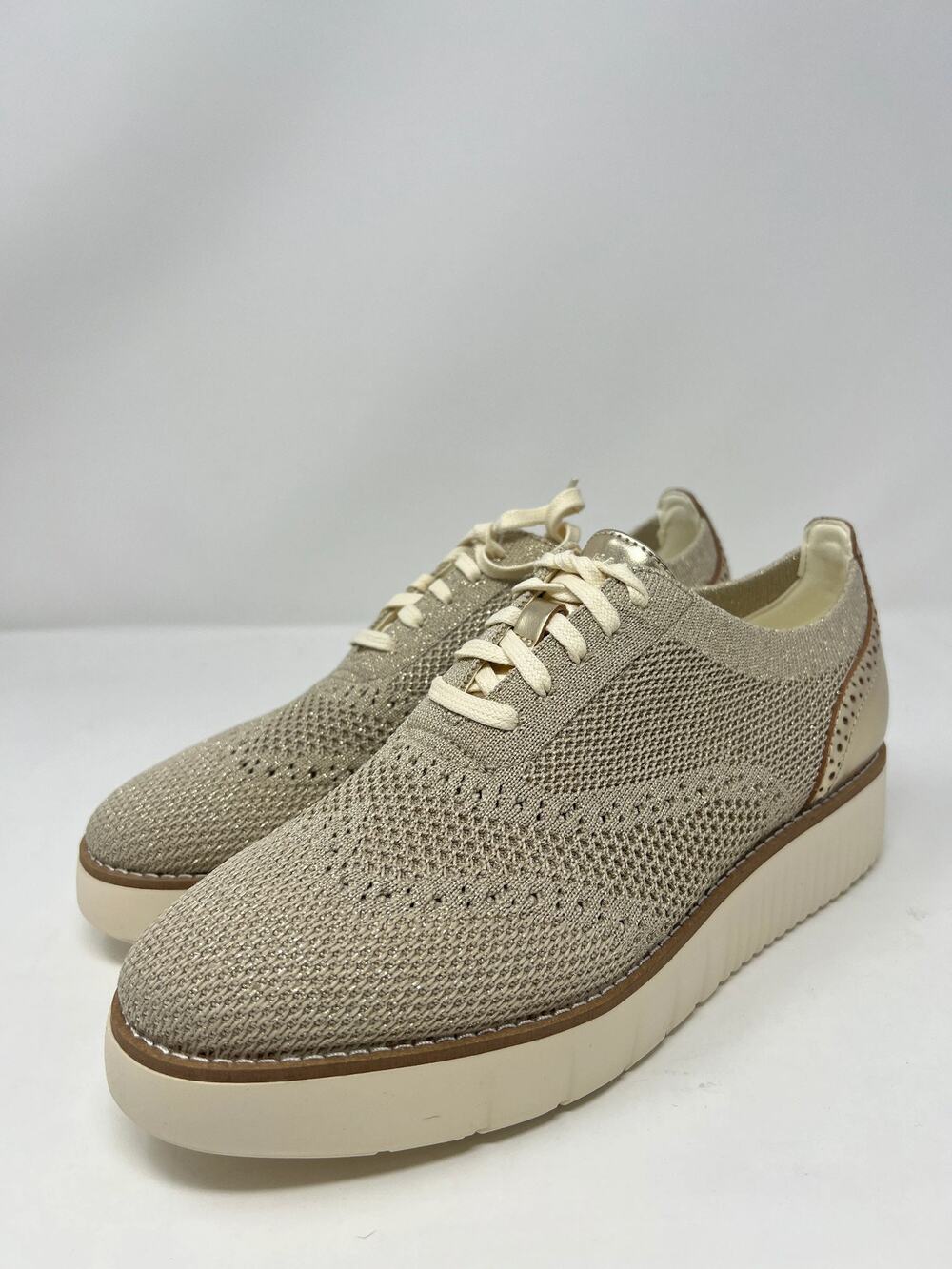 Cole Haan Women's 7.5B Grand City Gold Knit Sneakers